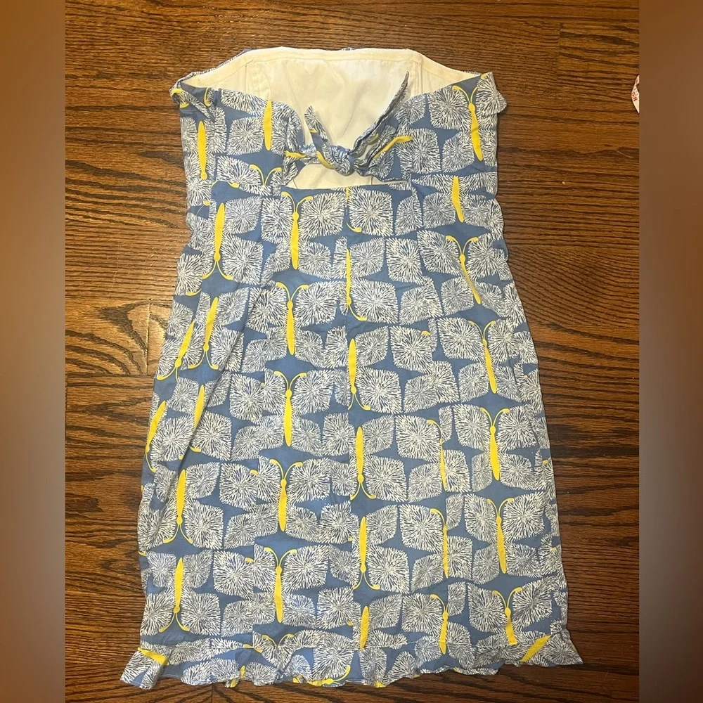 Lilly Pulitzer Blue and Yellow Butterfly Strapless Dress size 4 - Picture 2 of 14